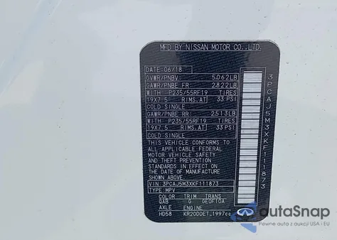 2019 Infiniti Qx50 Essential from USA, damaged, VIN 3PCAJ5M3XKF111873